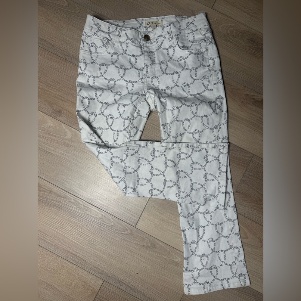 cabi Nautical Rope Print Cropped Jeans - Size 4 - style 761 EUC